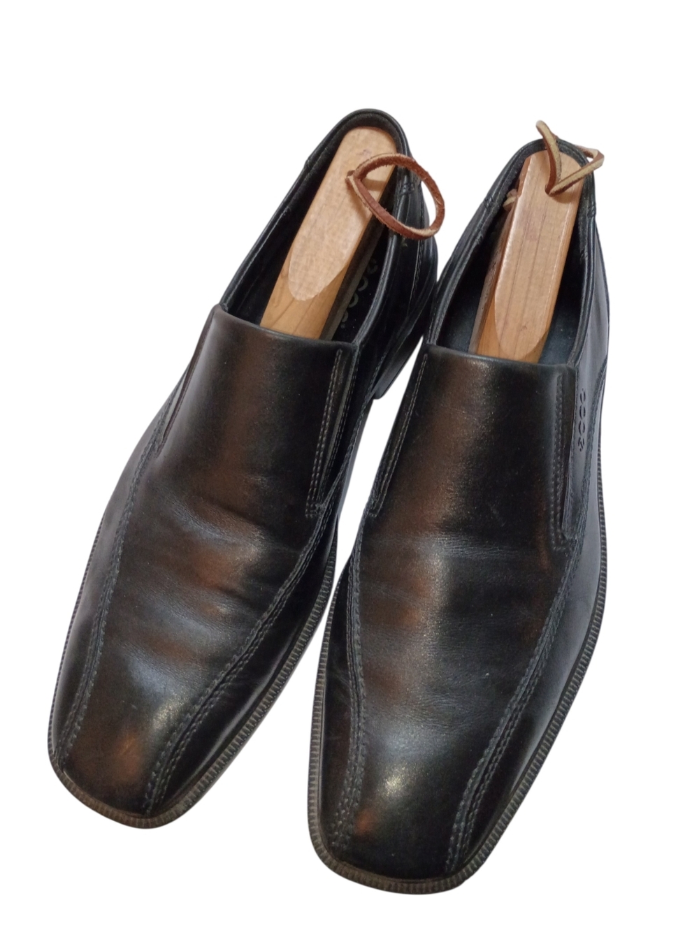 Ecco Mens Size 42 (8-8.5) New Jersey Black Leather Slip-On Loafers Dress Shoes